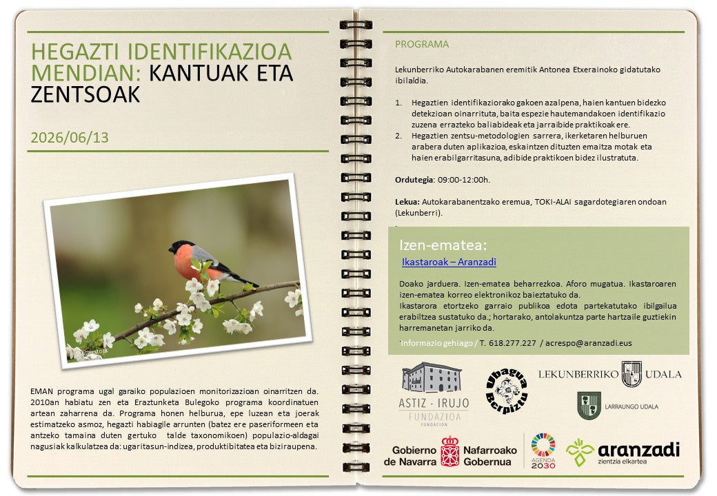 Hegazti identifikazioa mendian: kantuak eta zentsoak Lekunberrin (2026/06/13)